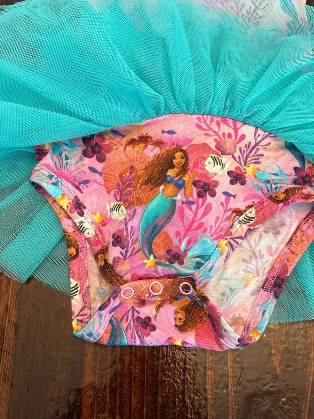 Posh Peanut Pink and Teal Mermaid Tutu One-Piece Bodysuit